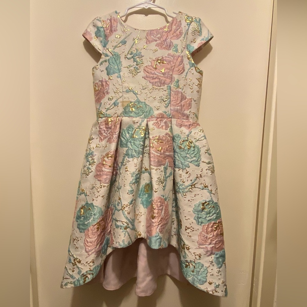 Zoe Ltd Pink and Green Pleated High-Low Dress